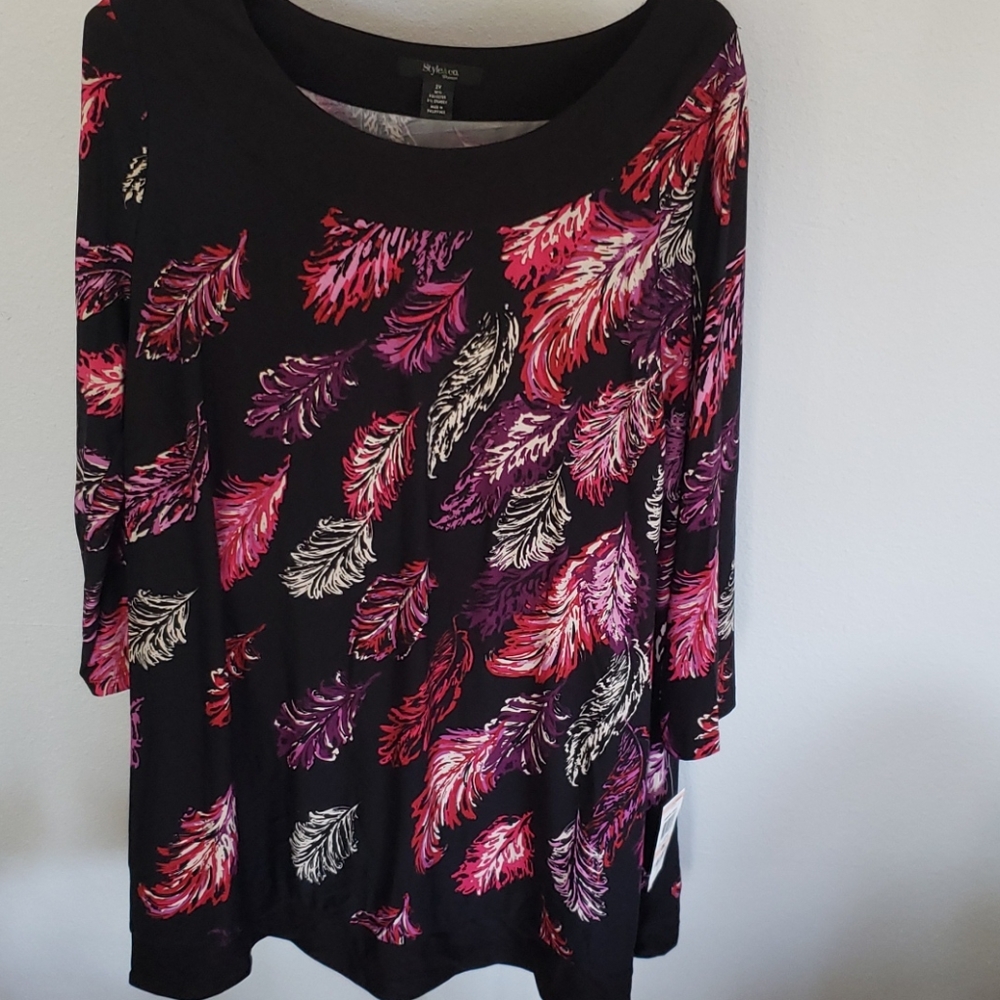 Style & Co Feather Print Tunic NWT 2X